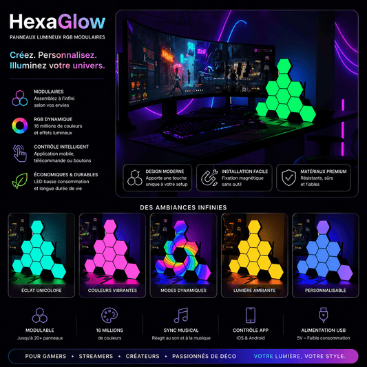 HexaGlow : Comment Transformer ton Setup Gaming avec des Panneaux LED Hexagonaux - ShopElectro