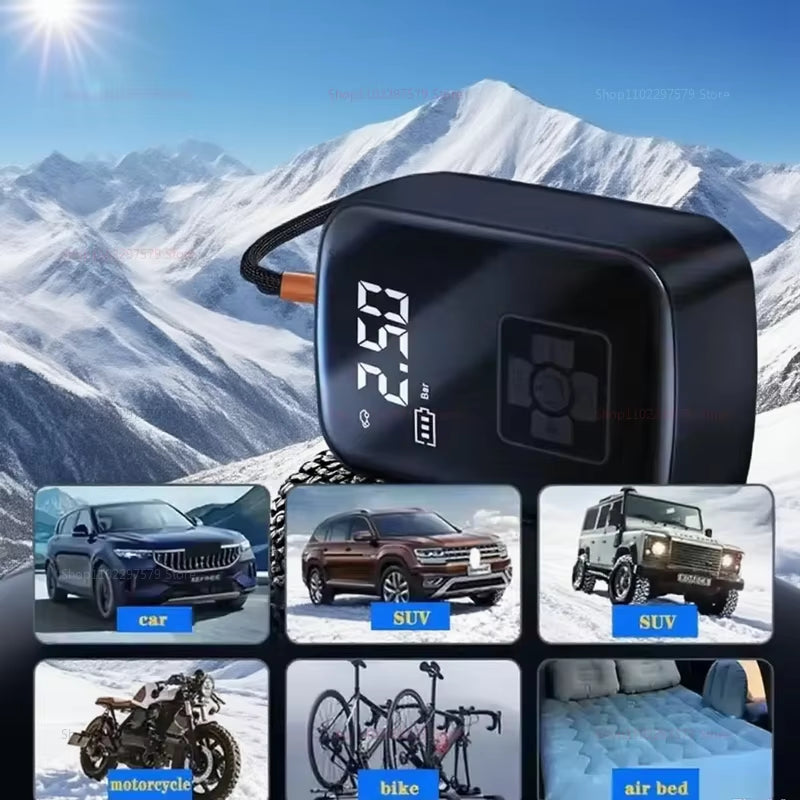 2025 Wireless Car Air Pump Portable Digital Tire Inflator Multifunctional Emergency Pump for Car Bicycle Basketball Sports Gear