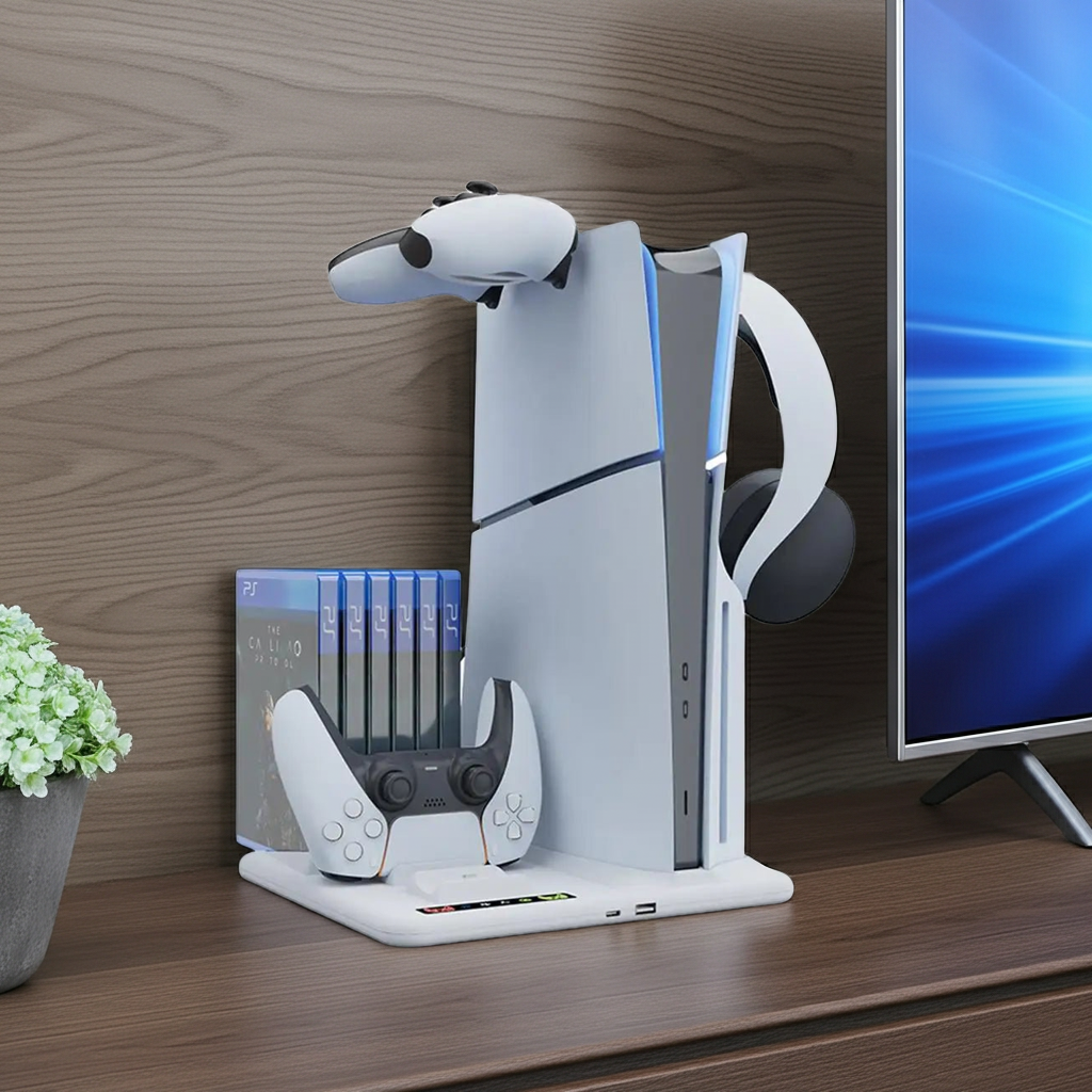 Support vertical avec station de charge + refroidisseur pour PS5 / PS5 Slim 🕹️