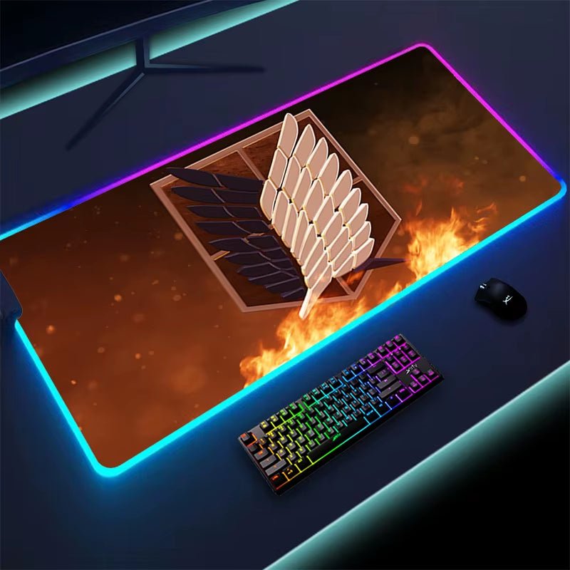 Attack on Titan Mouse Pad with Rgb Laptop Mat Desk Carpet Gamer Accessories Keyboard Computer Table Deskpad Mousepad Mausepad - ShopElectro