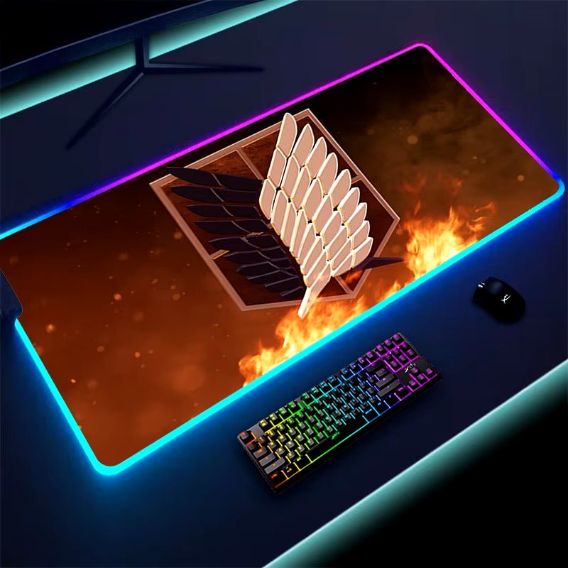 Attack on Titan Mouse Pad with Rgb Laptop Mat Desk Carpet Gamer Accessories Keyboard Computer Table Deskpad Mousepad Mausepad - ShopElectro