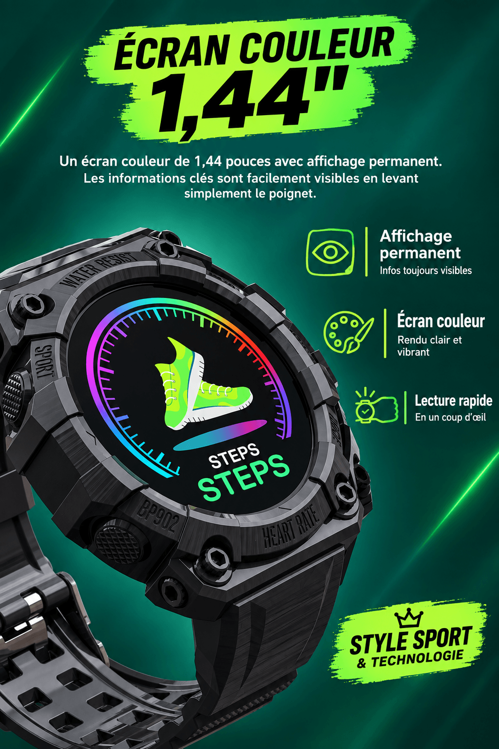 Bracelet Connecté - Écran Couleur Rond, Notifications Intelligentes - ShopElectro