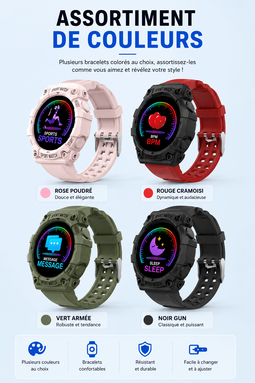 Bracelet Connecté - Écran Couleur Rond, Notifications Intelligentes - ShopElectro