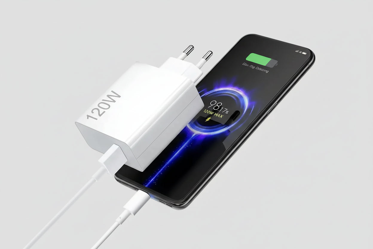 Chargeur rapide Xiaomi 120w - Chargeur brancher sur un téléphone.