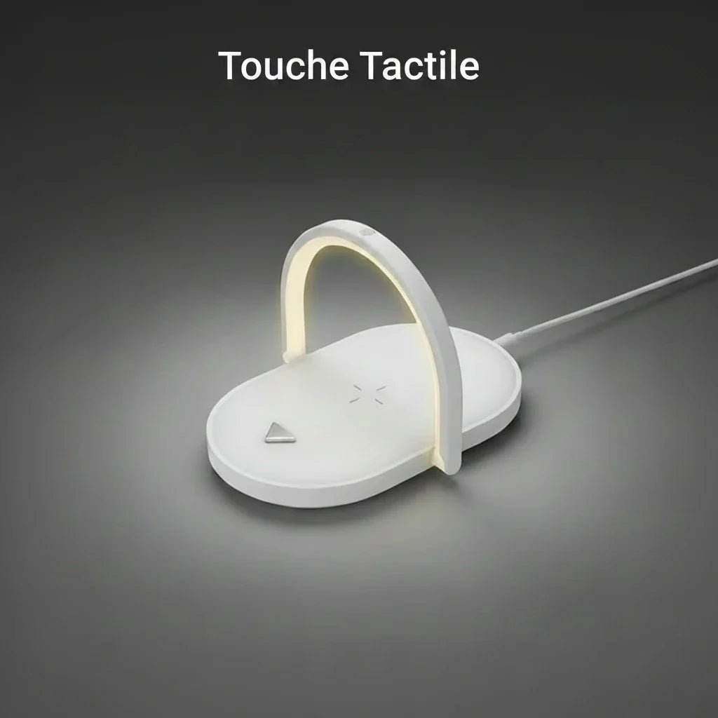 Chargeur Sans Fil 3-en-1 avec Lampe de Nuit & Support Téléphone — 15W Charge Rapide - ShopElectro