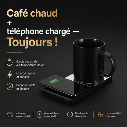 Chauffe-Tasse 2-en-1 avec Chargeur Sans Fil Intégré – Bureau & Maison - ShopElectro