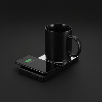 Chauffe-Tasse 2-en-1 avec Chargeur Sans Fil Intégré – Bureau & Maison - ShopElectro