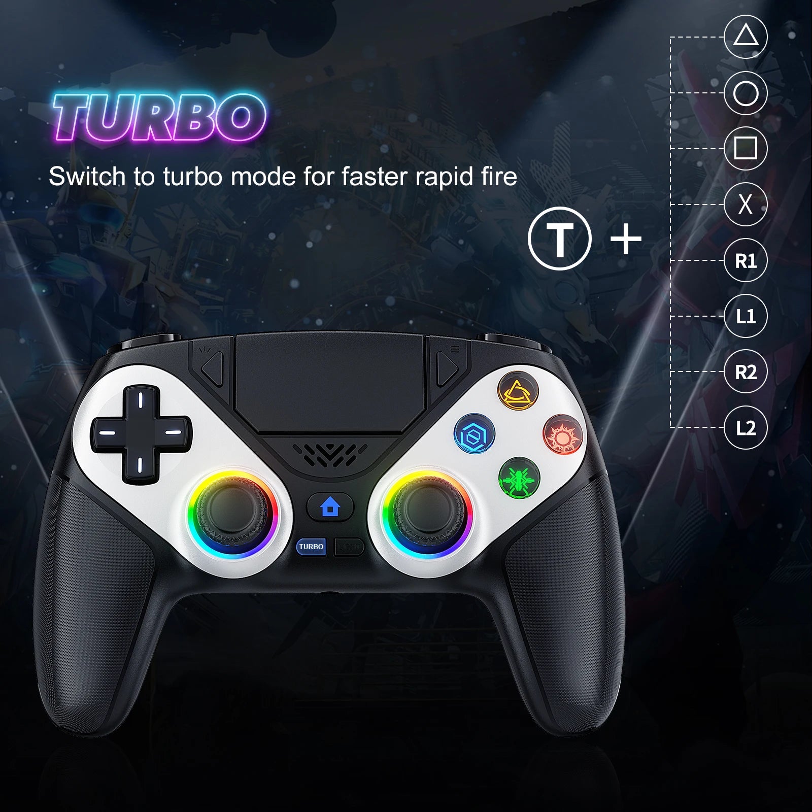 Controller Compatible for Ps5/Pc Console Gaming with with Turbo Dual Sense Vibrate Programming Function Bluetooth Gamepad - ShopElectro