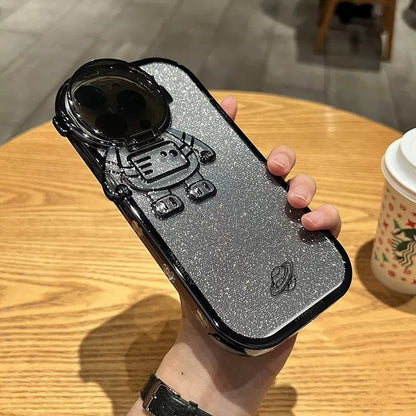 Coque astronaute 3D avec design spatial, protège l'appareil photo et compatible avec plusieurs modèles d'iPhone.