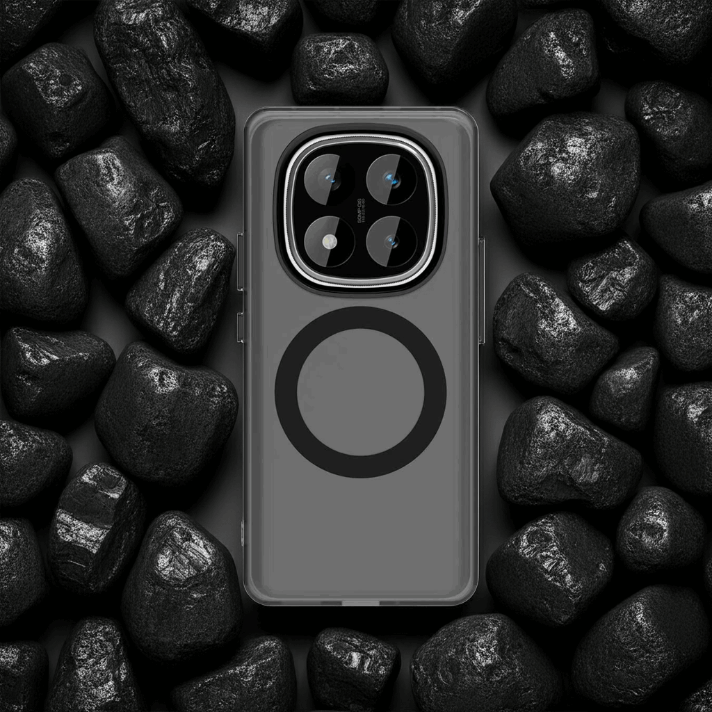 Coque Redmi Note 14 Pro 5G – Coque noir avec arrière plan de charbon.