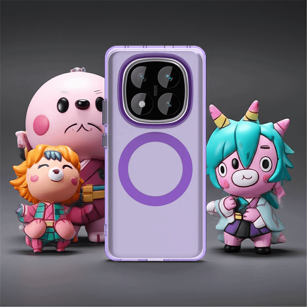 Coque Redmi Note 14 Pro 5G – Coque mauve avec arrière plan de manga.