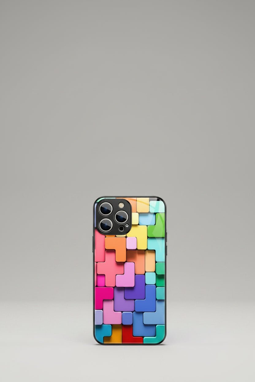 Coque iPhone Silicone Blocs de Construction – Design Cartoon Géométrique - ShopElectro