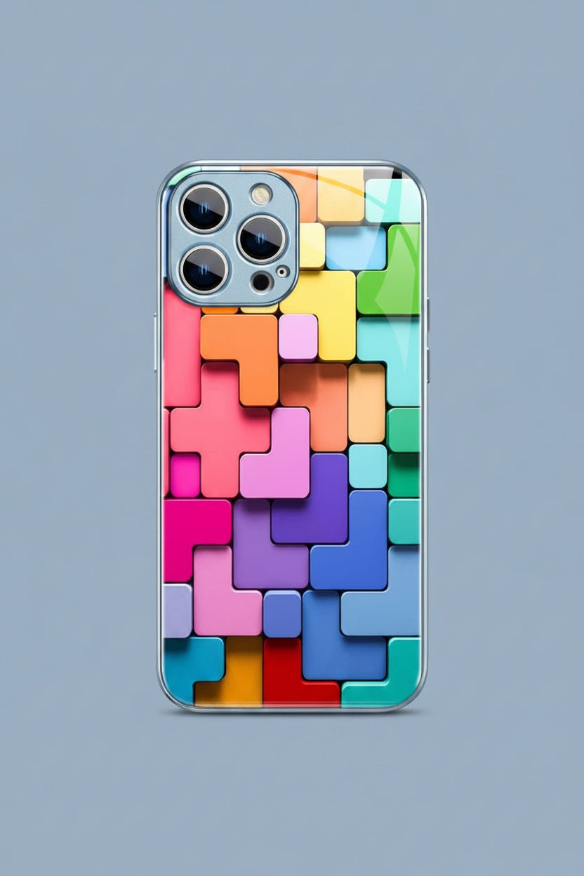 Coque iPhone Silicone Blocs de Construction – Design Cartoon Géométrique - ShopElectro