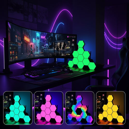 Panneaux LED hexagonaux RGB ambiance gaming chambre