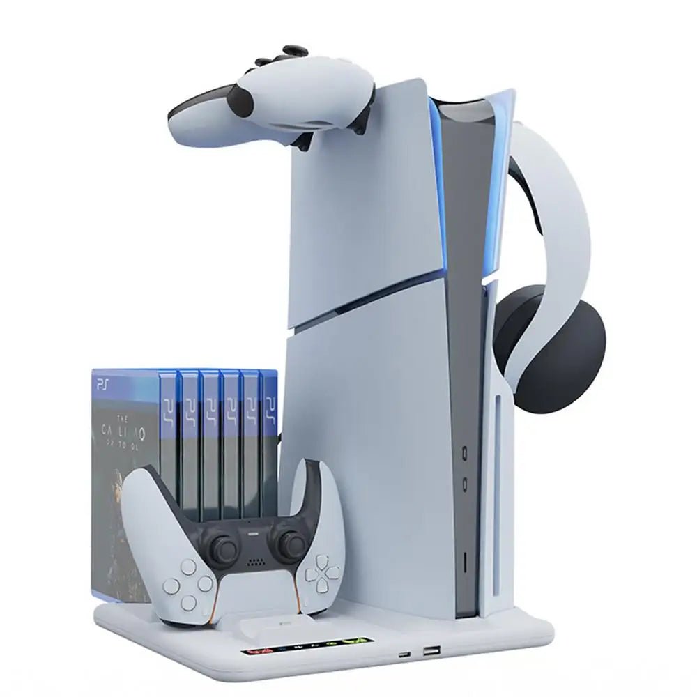 For PS5 Slim Vertical Stand Controller Charging Dock Cooling Fan for Sony Playstation5 Play Station PS5 Slim Console Accessories - ShopElectro