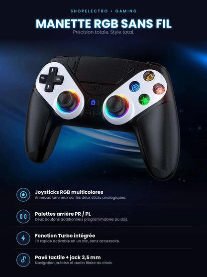 Manette Sans Fil PS5 & PC – Immersion Totale, Boutons Programmables - ShopElectro