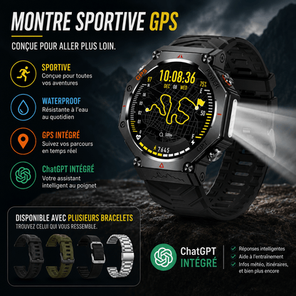 Montre Connectée Outdoor KC91 – Lampe Torche, Étanche, AMOLED & Appel Bluetooth - ShopElectro