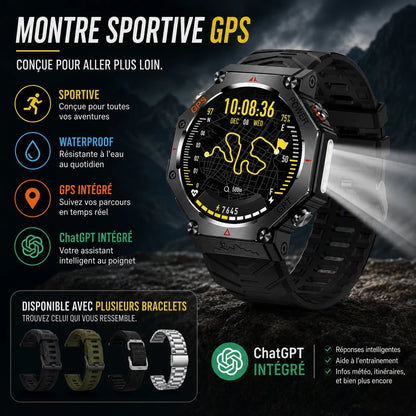Montre Connectée Outdoor Ultra – Lampe Torche, Étanche, AMOLED & Appel Bluetooth - ShopElectro