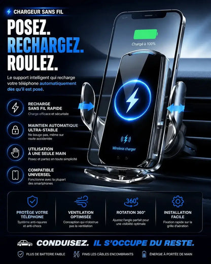 Support de Charge Sans Fil Magnétique pour Smartphone – 15W Recharge Rapide