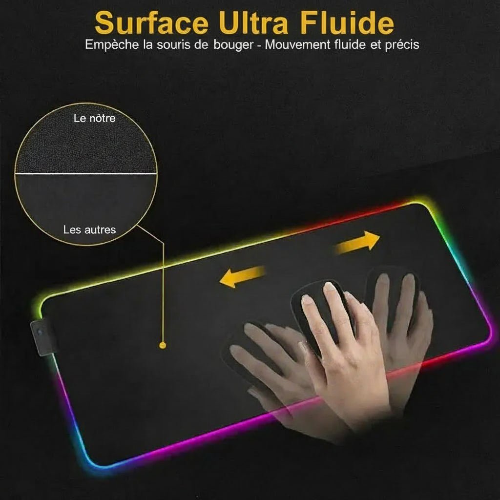 Tapis de souris gaming RGB - Montrant la fluidité de la souris sur le tapis- ShopElectro